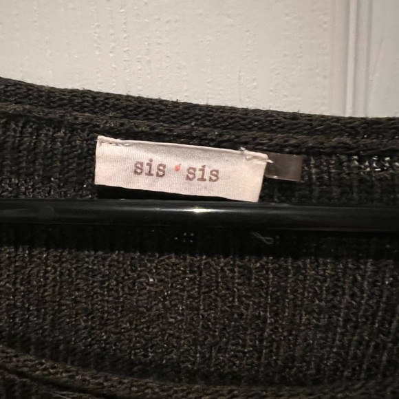 Green and black striped long sleeve sweater. Made by Sis Sis size large - Picture 3 of 4